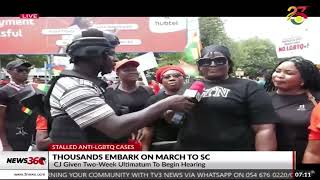 Stalled Anti LGBTQ cases stalled Thousands of Ghanaian citizens march on the streets of Accra [upl. by Notlef]