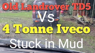 Landrover TD5 towing an 4 tonne Iveco that had sank in mud [upl. by Nynahs]