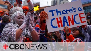 Edmonton Oilers fans celebrate after team forces Stanley Cup final Game 7 [upl. by Vinny]