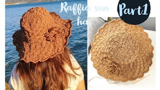 Crochet Raffia Summer Hat  PART1  Tutorial 62 [upl. by Lyram]