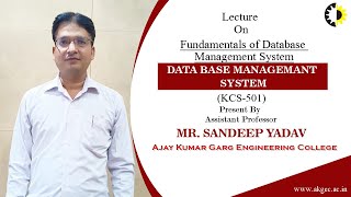 FUNDAMENTALS OF DATABASE MANAGEMENT SYSTEM  DATABASE MANAGEMENT SYSTEM  LECTURE 01 BY MR SANDEE [upl. by Ynaffik]