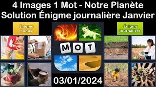 4 Images 1 Mot  Notre Planète  03012024  Solution Énigme Journalière  Janvier 2024 [upl. by Roon]