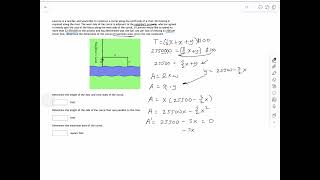 Maximizing the area next to a river and shared wall Optimization AP calculus AB [upl. by Sivram]