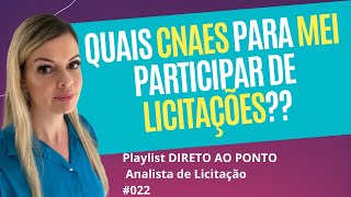 Quais CNAEs para MEI em Licitações [upl. by Catlee]