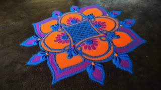 Beautiful rangoli design for festivals 🌷rangoli using three colours 🌺easy simple rangoli [upl. by Amye]