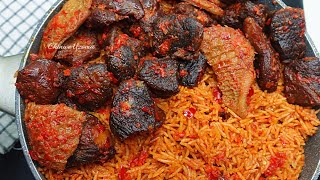 PERFECT Jollof Rice  Goat Meat Jollof Rice Chinwe Uzoma Kitchen [upl. by Yaj253]