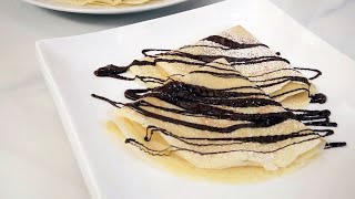 Cómo hacer crepes caseros con chocolate receta fácil de masa de crepes [upl. by Pruchno]