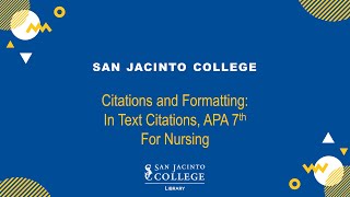 Citations and Formatting InText Citations APA 7th for Nursing [upl. by Alicsirp]