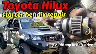 Toyota Hilux starter repair  starter bendix drive repair  nag slide starter [upl. by Asalocin]