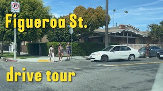 Short drive tour on Figueroa St Los Angeles CA [upl. by Onid264]