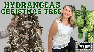 HOW TO DECORATE A CHRISTMAS TREE WITH DRIED HYDRANGEAS  CHRISTMAS TREE DECORATING TUTORIAL [upl. by Joanie882]