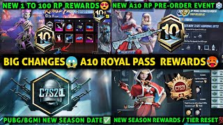 BGMI A10 ROYAL PASS 1 TO 100 RP REWARDS PUBG NEW UPDATE SEASON C7S21 TIER RESETA10 RP RELEASE DATE [upl. by Amor773]