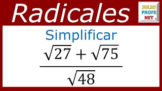 SIMPLIFICACIÓN DE EXPRESIONES CON RADICALES  Ejercicio 1 [upl. by Lydie]