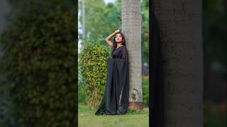 Saree poses with tree 😍 shorts trend poses saree photography sareefashion modelshoot model [upl. by Amalbena398]