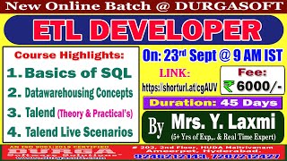 ETL DEVELOPER Online Training  DURGASOFT [upl. by Yaj]