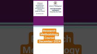 Research Methodology Course India December 2024 [upl. by Ycam286]