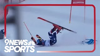 Mikaela Shiffrin reacts to ski racing crash [upl. by Eisen]