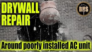 Drywall Repair around an AC Unit [upl. by Vijar]