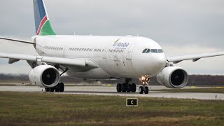 2 ex Air Namibia Airbus A330 short take offs to Zürich LEJ  ZRH [upl. by Arok]