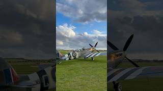 Spitfire spitting fire on startup at Duxford [upl. by Lynnett162]