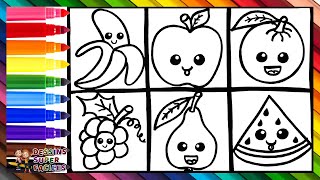 Dessiner et Colorier des Fruits Mignons 🍌🍎🍊🍇🍐🍉🌈 Dessins pour Enfants [upl. by Aela]