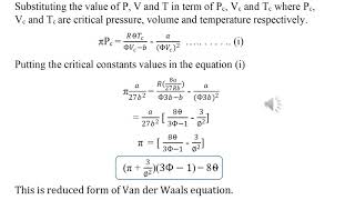 Reduced form of Van der Waals equation  Law of corresponding statesUnit 5 BPC Class Dr M Ghosh [upl. by Favata]