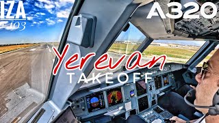 A320 EVN 🇦🇲 Yerevan  TAKEOFF 26  4K Cockpit View  ATC amp Crew Communications [upl. by Elvis]