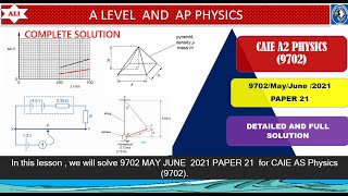 CAIE AS Physics Paper 2 SolutionMay June 2021 Paper 219702MJ2021P21 Full and Detailed Solution [upl. by Sedecram]