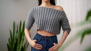 How to Crochet EASY Off the Shoulder Top  Pattern amp Tutorial DIY [upl. by Asseniv487]