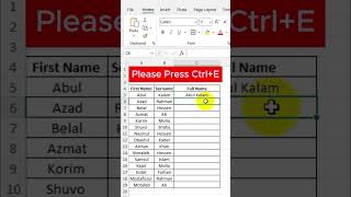 First and surnames merged in Excel excel exceltips exceltricks [upl. by Ardnac435]