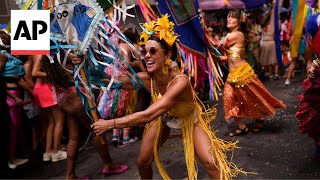 Carnival Drummers dancers from around the world get ready for Rio [upl. by Ahsieni]