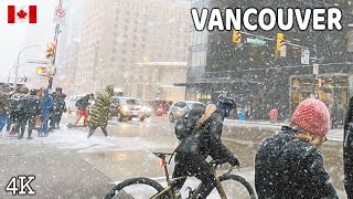 🇨🇦 【4K】❄️❄️❄️ EXTREME SNOWSTORM in Downtown Vancouver BC Canada 2024 [upl. by Roley]