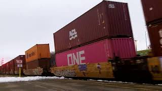 CN 122 w CN Engines 2280 amp 5622 lead this 274 axle EB IntermodalAutorack train by Georgetown GO [upl. by Brittne]