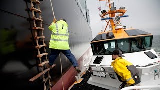 Pilot Boarding Ship in Rough Weather [upl. by Halimak]