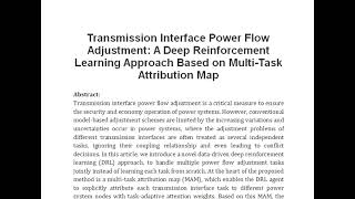 Transmission Interface Power Flow Adjustment A Deep Reinforcement Learning Approach Based on Multi [upl. by Kermie]