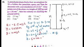 30 A parachutist drops freely from an aeroplane for 10 s before the parachute opens out Then he [upl. by Arda]