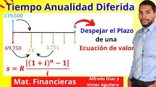 Como Calcular el PLAZO O DURACION TIEMPO de una ANUALIDAD DIFERIDA  Ecuación de Valor Equivalente [upl. by Olnay]