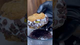 Chocolate Chip Cookie Sandwiches 🍪 recipe ↗️ cookies icecream dessert cookiedough cookie [upl. by Eizle]