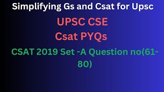 CSAT 2019 Set A Question no6180 2024 [upl. by Ellehcyar]