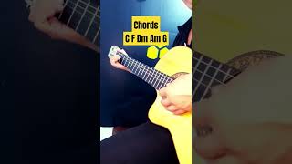 Lesson guitar C F G Dm Am G shorts [upl. by Cirederf980]