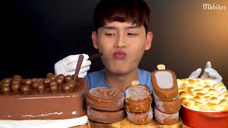 BONGGIL CHOCOLATE ICE CREAM WITH SMORES DIP CHOCOLATE PUDDING MUKBANG BITES ONLY [upl. by Porty]