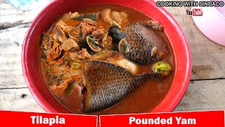 Pounded yam with fresh tilapia soup Ultimate Local food from VOLTA REGION  Akpa Detsi [upl. by Hoagland]