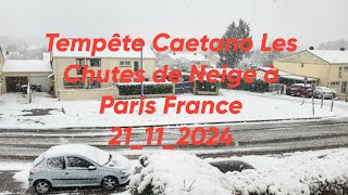 Tempête Caetano Les Chutes de Neige à Paris France 21112024 [upl. by Hgielra]