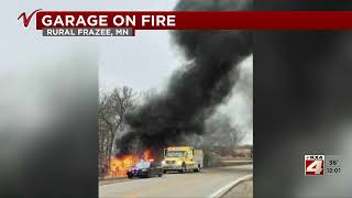 Noon Update Massive garage fire in Frazee MN [upl. by Tacy]