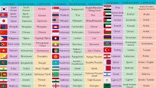 List of Asian Countries with Asian Languages Asian Flags and Nationalities [upl. by Sirovart211]