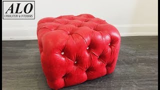 HOW TO UPHOLSTER A CRYSTAL TUFTED OTTOMAN diy  ALO Upholstery [upl. by Benyamin656]