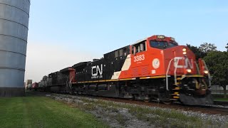 CN 3383 Leads Fast Stack Train Onarga IL 8424 [upl. by Rojam243]