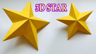 How to Make 3D Star for your Christmas Decoration  Paper Craft [upl. by Llerraf]