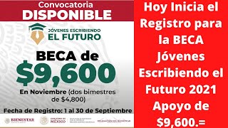 Hoy Inicia el Registro para la Beca Jóvenes Escribiendo el Futuro 2021 Apoyo de 9600 SUBES JEEF [upl. by Reginnej563]