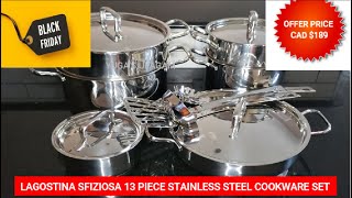 MY FAVORITE COOKWARE  Lagostina 13 Piece Stainless Steel Cookware Set  Black Friday Deal Shopping [upl. by Assilev]